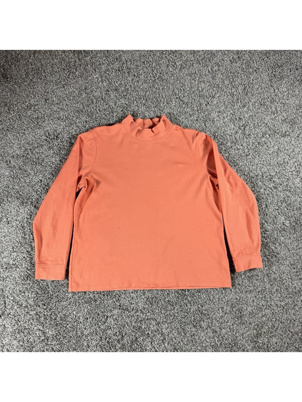 LL Bean Shirt Womens Large Oran Mock Neck Supima Cotton Long Sleeve Top Pullover